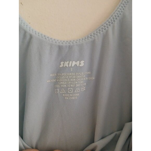 Skims Womens S Blue Cowl Neck Bodysuit Leotard Tank Shapewear Y2K 90s Revival - Picture 4 of 6